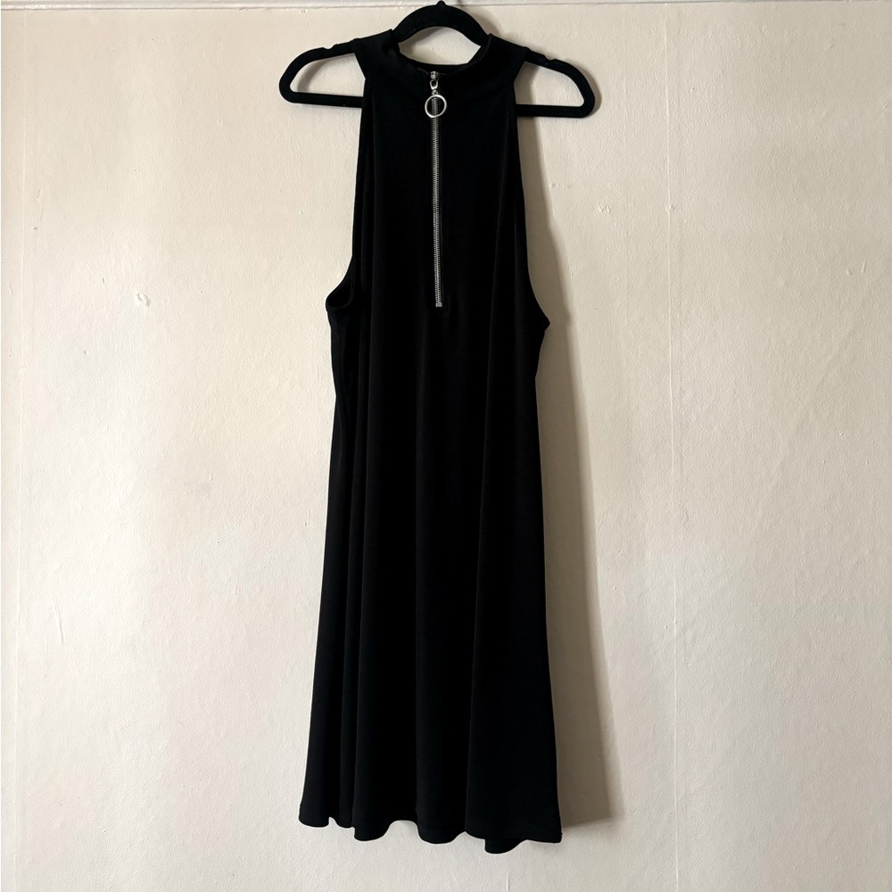 Black Mini Dress W/ O-Zip Detail